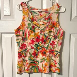 J. Crew Vibrant Floral Sleeveless Top - Red, Green, Yellow